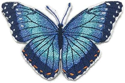פרפרים צבעוניים מדהימים ומדהימים ומדהימים [MORPHO כחול] ברזל רקום על תיקון/תפירה [4 X2.5] תוצרת ארהב]